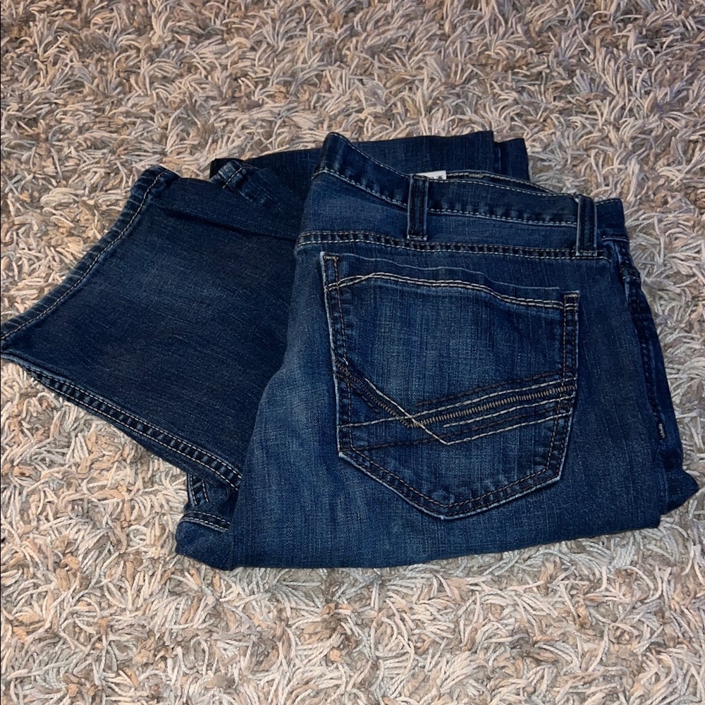 Cinch Ian Denim with Vibrant Orange Stitching